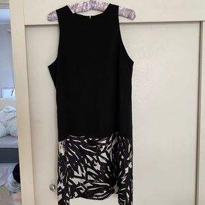 ANTHROPOLOGIE 4 COLLECTIVE BLACK SILK ABSTRACT TRIM MINI DRESS 12